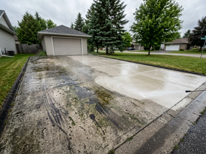 Driveway pressure washing by Apex Property & Roof Restorations